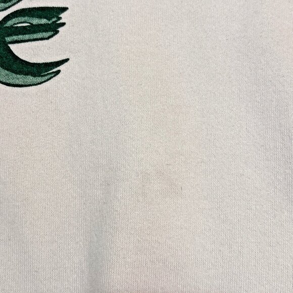 Vintage Fruit of the Loom White Sweatshirt Green Leaf Fully Alive 50% Cotton L - Picture 8 of 9